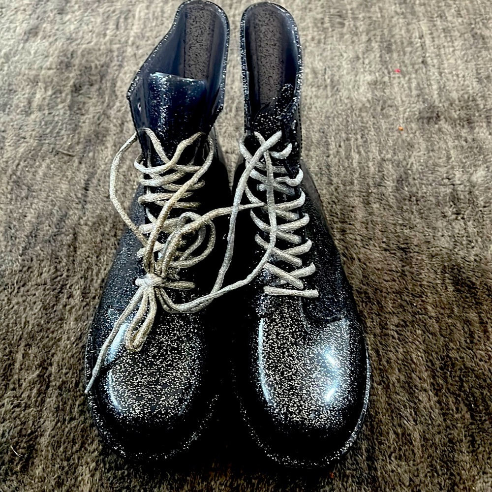 Urban Outfitters Rubber Glitter Boots size 10
